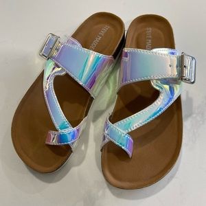 Girls Steve Madden holographic sandals